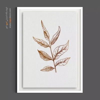 خرید تابلو بوم مینیمال گیاهی - شاخه و برگ خطی – تابلو گل - اسپو دکور