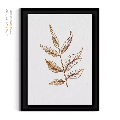 خرید تابلو بوم مینیمال گیاهی - شاخه و برگ خطی – تابلو گل - اسپو دکور