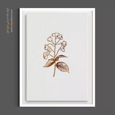 خرید تابلو بوم وینتیج گیاهی - شاخه غنچه و برگ خطی – تابلو گل - اسپو دکور