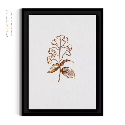 خرید تابلو بوم وینتیج گیاهی - شاخه غنچه و برگ خطی – تابلو گل - اسپو دکور