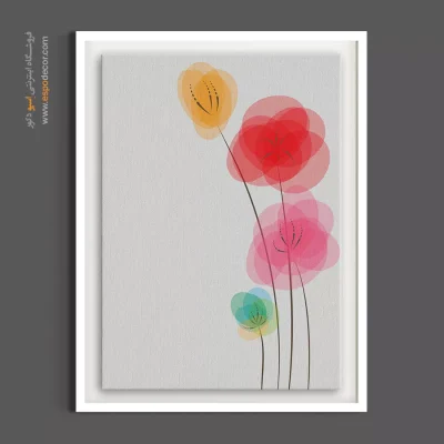 خرید آنلاین تابلو بوم انتزاعی - گل‌های انتزاعی رنگارنگ – تابلو گل - اسپو دکور