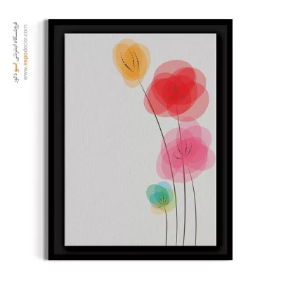 خرید آنلاین تابلو بوم انتزاعی - گل‌های انتزاعی رنگارنگ – تابلو گل - اسپو دکور