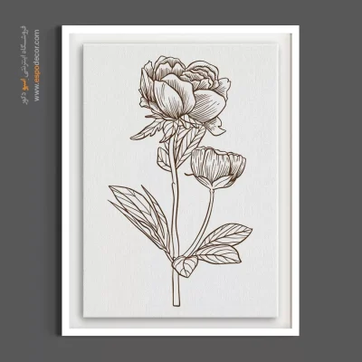 تابلو لاین آرت گل - دو شکوفه خطی – تابلو گل - اسپو دکور