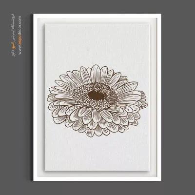 تابلو دیواری نئوکلاسیک - گل ژربرا خطی – تابلو گل - اسپو دکور