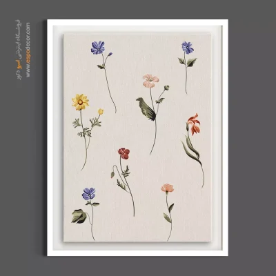 تابلو هنری با پس‌زمینه روشن - گل‌های صحرایی ظریف – تابلو گل - اسپو دکور