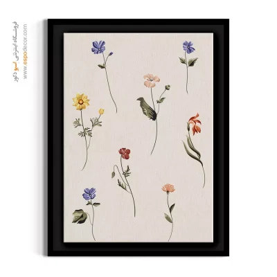 تابلو هنری با پس‌زمینه روشن - گل‌های صحرایی ظریف – تابلو گل - اسپو دکور