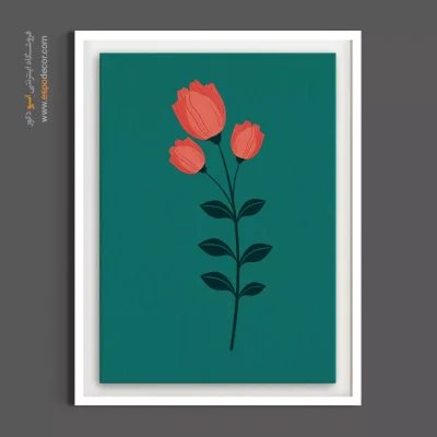 خرید تابلو بوم فانتزی - سه شکوفه مرجانی – تابلو گل - اسپو دکور