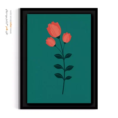 خرید تابلو بوم فانتزی - سه شکوفه مرجانی – تابلو گل - اسپو دکور