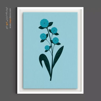 تابلو هنری با رنگ سرد - گل‌های کروی آبی – تابلو گل - اسپو دکور