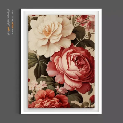 دکوراسیون با تم قرمز و کرم - گل‌های پیونی سلطنتی – تابلو گل - اسپو دکور