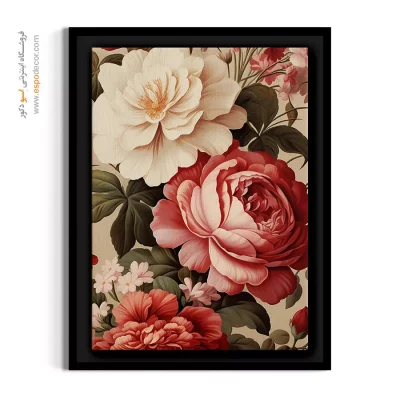 دکوراسیون با تم قرمز و کرم - گل‌های پیونی سلطنتی – تابلو گل - اسپو دکور