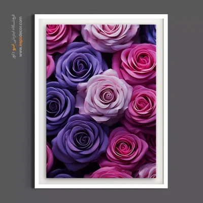 تابلو بوم رزهای بنفش و صورتی - ضیافت رزها – تابلو گل - اسپو دکور