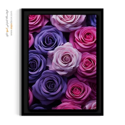 تابلو بوم رزهای بنفش و صورتی - ضیافت رزها – تابلو گل - اسپو دکور