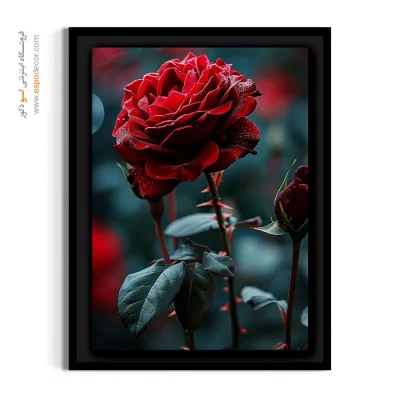 دکوراسیون دیواری مجلل - رز قرمز مخملی – تابلو گل - اسپو دکور