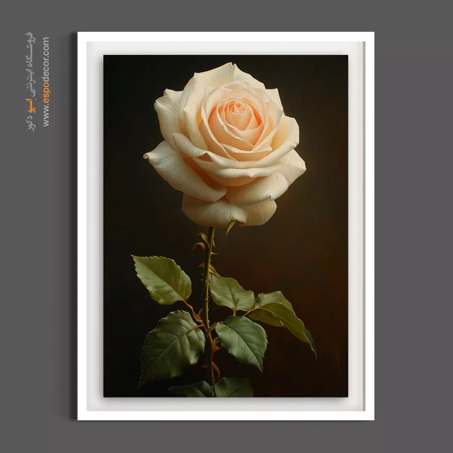 تزیین دیوار پذیرایی نئوکلاسیک - رز کرمی – تابلو گل - اسپو دکور