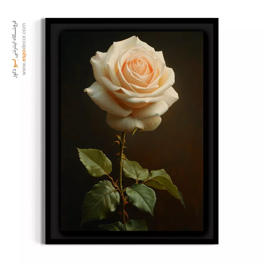 تزیین دیوار پذیرایی نئوکلاسیک - رز کرمی – تابلو گل - اسپو دکور