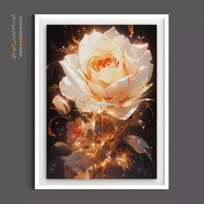 تابلو هنری - رز کریستالی درخشان – تابلو گل - اسپو دکور