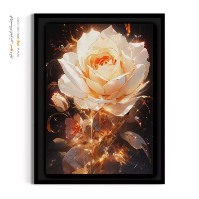تابلو هنری - رز کریستالی درخشان – تابلو گل - اسپو دکور