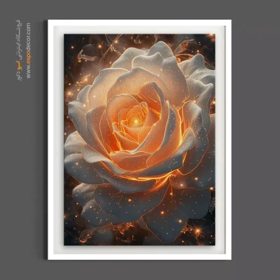 تابلو فانتزی رز سفید - رز بلورین – تابلو گل - اسپو دکور