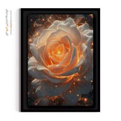 تابلو فانتزی رز سفید - رز بلورین – تابلو گل - اسپو دکور