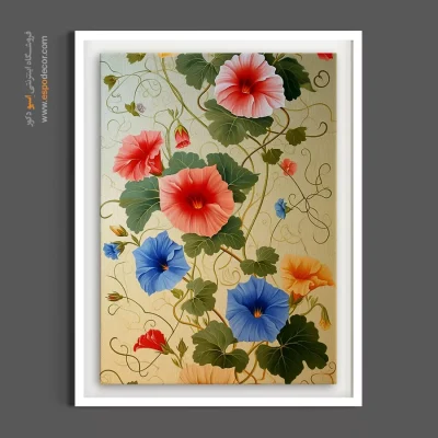 تابلو بوم گل‌های اسلیمی رنگارنگ - گل های اسلیمی – تابلو گل - اسپو دکور