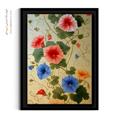 تابلو بوم گل‌های اسلیمی رنگارنگ - گل های اسلیمی – تابلو گل - اسپو دکور