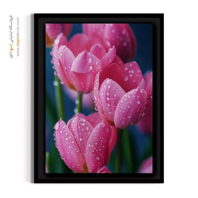 تابلو مدرن با تم صورتی - لاله‌های صورتی – تابلو گل - اسپو دکور