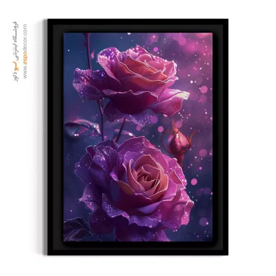 دکوراسیون پذیرایی فانتزی - رزهای بنفش جادویی – تابلو گل - اسپو دکور
