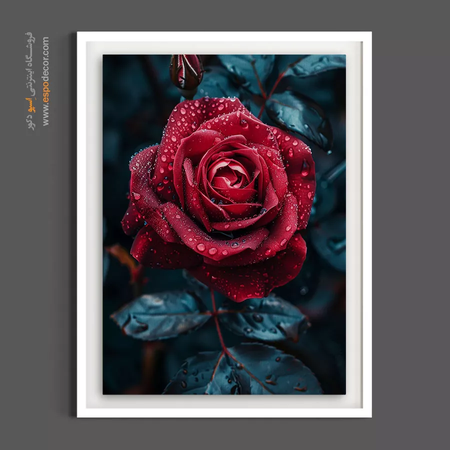 خرید هدیه خاص - رز مخملی زرشکی – تابلو گل - اسپو دکور