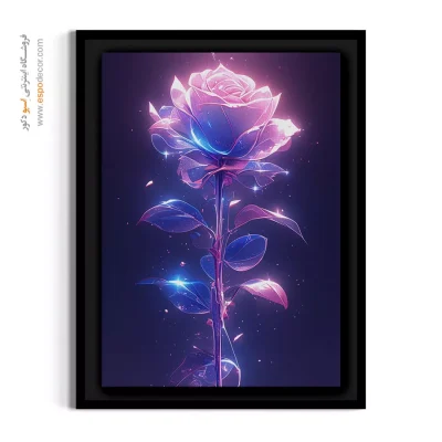 دکوراسیون گیمینگ مدرن - رز بلورین نئونی – تابلو گل - اسپو دکور