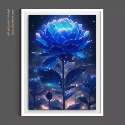 تابلو برای فضای کار خلاق - نیلوفر آبی درخشان – تابلو گل - اسپو دکور