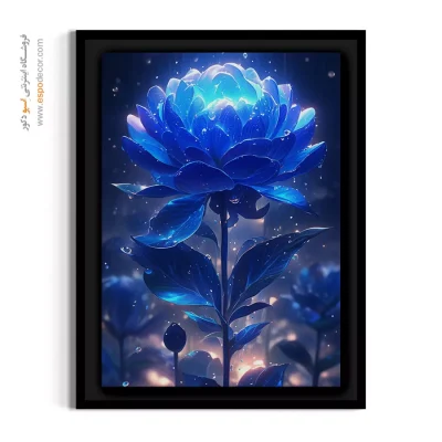 تابلو برای فضای کار خلاق - نیلوفر آبی درخشان – تابلو گل - اسپو دکور