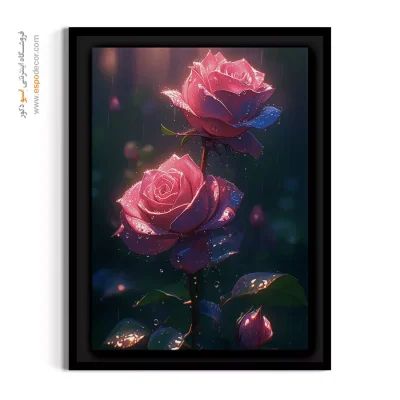 تابلو بوم باکیفیت - رزهای باران‌خورده – تابلو گل - اسپو دکور