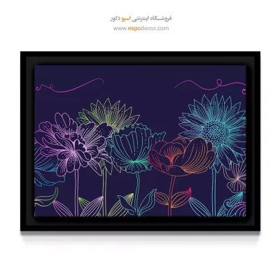خرید تابلو اتاق بازی - گل‌های نئونی – تابلو گل - اسپو دکور