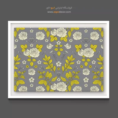 خرید تابلو نئوکلاسیک - الگوی رز سفید – تابلو گل - اسپو دکور