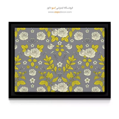خرید تابلو نئوکلاسیک - الگوی رز سفید – تابلو گل - اسپو دکور