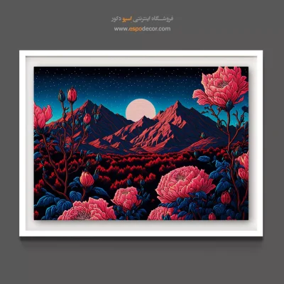تابلو اتاق‌های گیمینگ - گل ها و کوهستان – تابلو گل - اسپو دکور