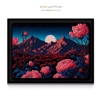 تابلو اتاق‌های گیمینگ - گل ها و کوهستان – تابلو گل - اسپو دکور