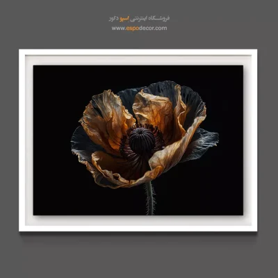 تابلو مناسب ورودی لوکس - پاپی نارنجی – تابلو گل - اسپو دکور