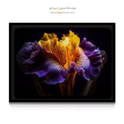 تابلو برای فضاهای سلطنتی و لوکس - زنبق بنفش و طلایی – تابلو گل - اسپو دکور