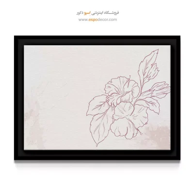 تابلو با تم ساده و شیک - طراحی خطی هیبیسکوس – تابلو گل - اسپو دکور
