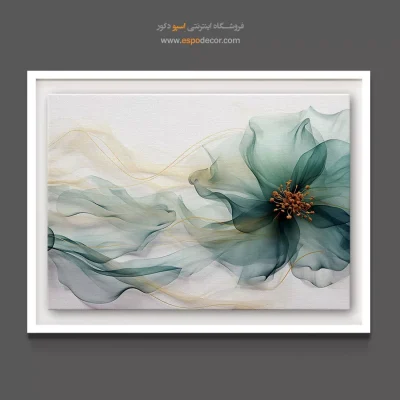 دکوراسیون مدرن و لوکس ساحلی - گل ابریشمی فیروزهای – تابلو گل - اسپو دکور