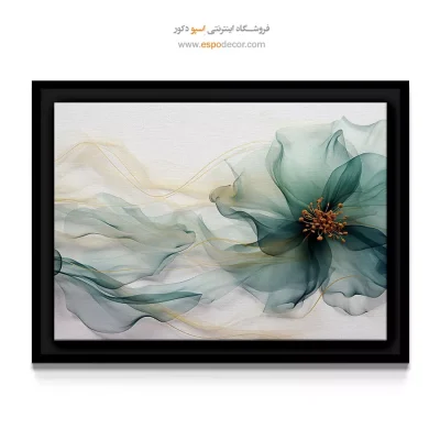 دکوراسیون مدرن و لوکس ساحلی - گل ابریشمی فیروزهای – تابلو گل - اسپو دکور