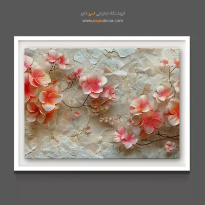 خرید تابلو با تم هلویی، بژ - ماگنولیا صورتی – تابلو گل - اسپو دکور