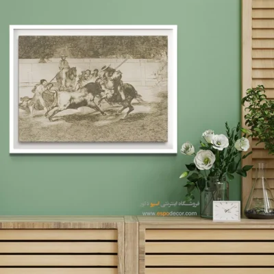 رندون قدرتمند با پیکه به گاو نری ضربه می‌زند – تابلو نقاشی فرانسیسکو گویا - اسپو دکور