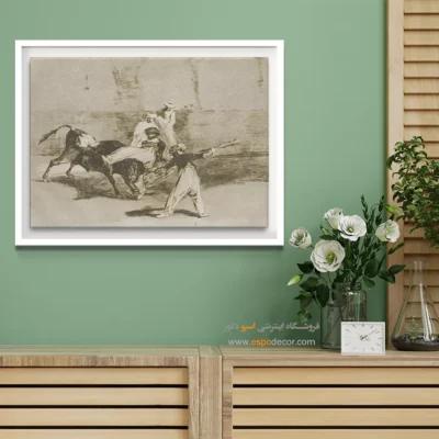 مرد صحرانشین در میدان گاوبازی گرفتار گاو نر شد – تابلو نقاشی فرانسیسکو گویا - اسپو دکور