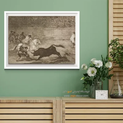 یک سوارکار اسپانیایی با کمک دونده‌هایش نیزه‌های کوتاه را می‌شکند – تابلو نقاشی فرانسیسکو گویا - اسپو دکور