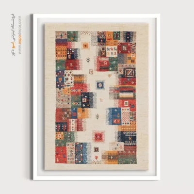 تابلو ترکیبی سنت و مدرنیته - آینه طلایی – تابلو گبه - اسپو دکور