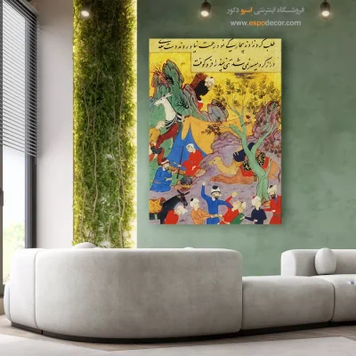 نقاشی ایرانی برای دکوراسیون - حمله مردم به یک جوان – تابلو نقاشی های بوستان و گلستان سعدی - اسپو دکور