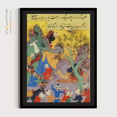 نقاشی ایرانی برای دکوراسیون - حمله مردم به یک جوان – تابلو نقاشی های بوستان و گلستان سعدی - اسپو دکور